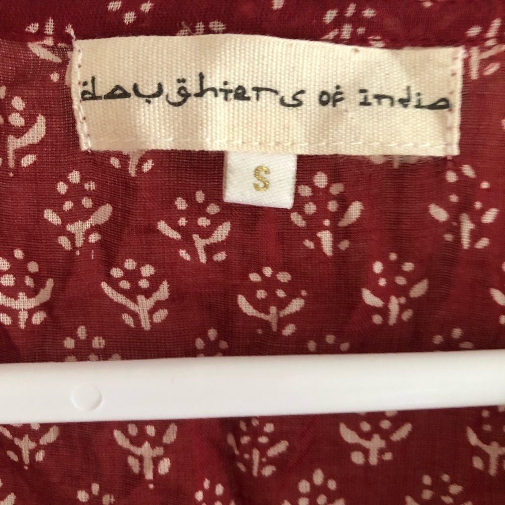 Daughters of India Burgundy Floral Billowy Peasant Blouse - Picture 9 of 13